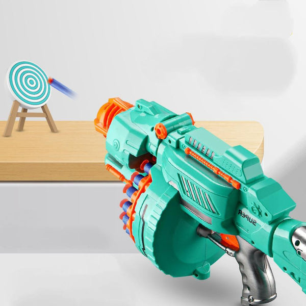 Automatic Electric Foam Blaster w/ Rotating Drum Toy Gun (Cyan/Orange)