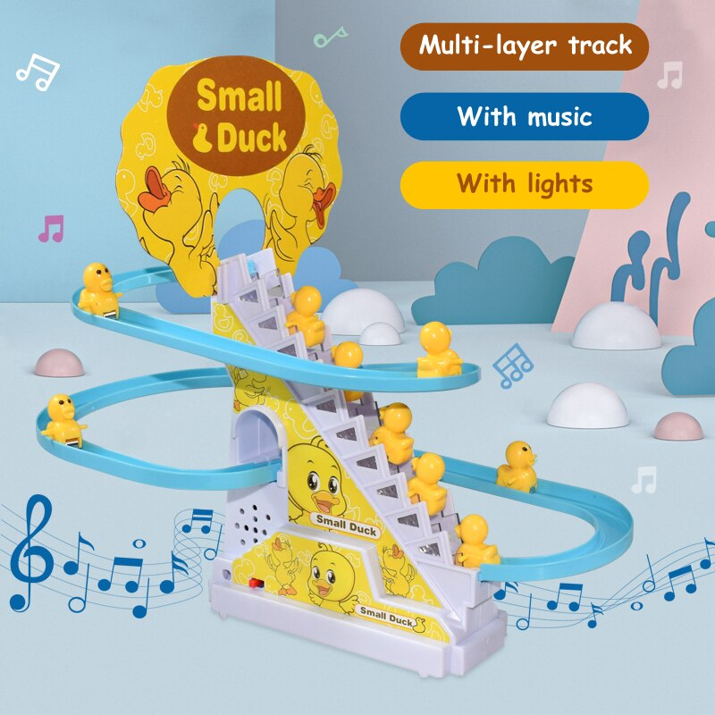 Yellow Automatic Stair-Climbing Multi Ducklings Duck Track Set Musical - Trendytoys