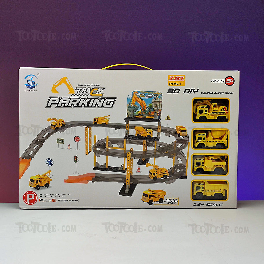 3d-diy-parking-track-set-w-construction-trucks-101-pcs-for-kids