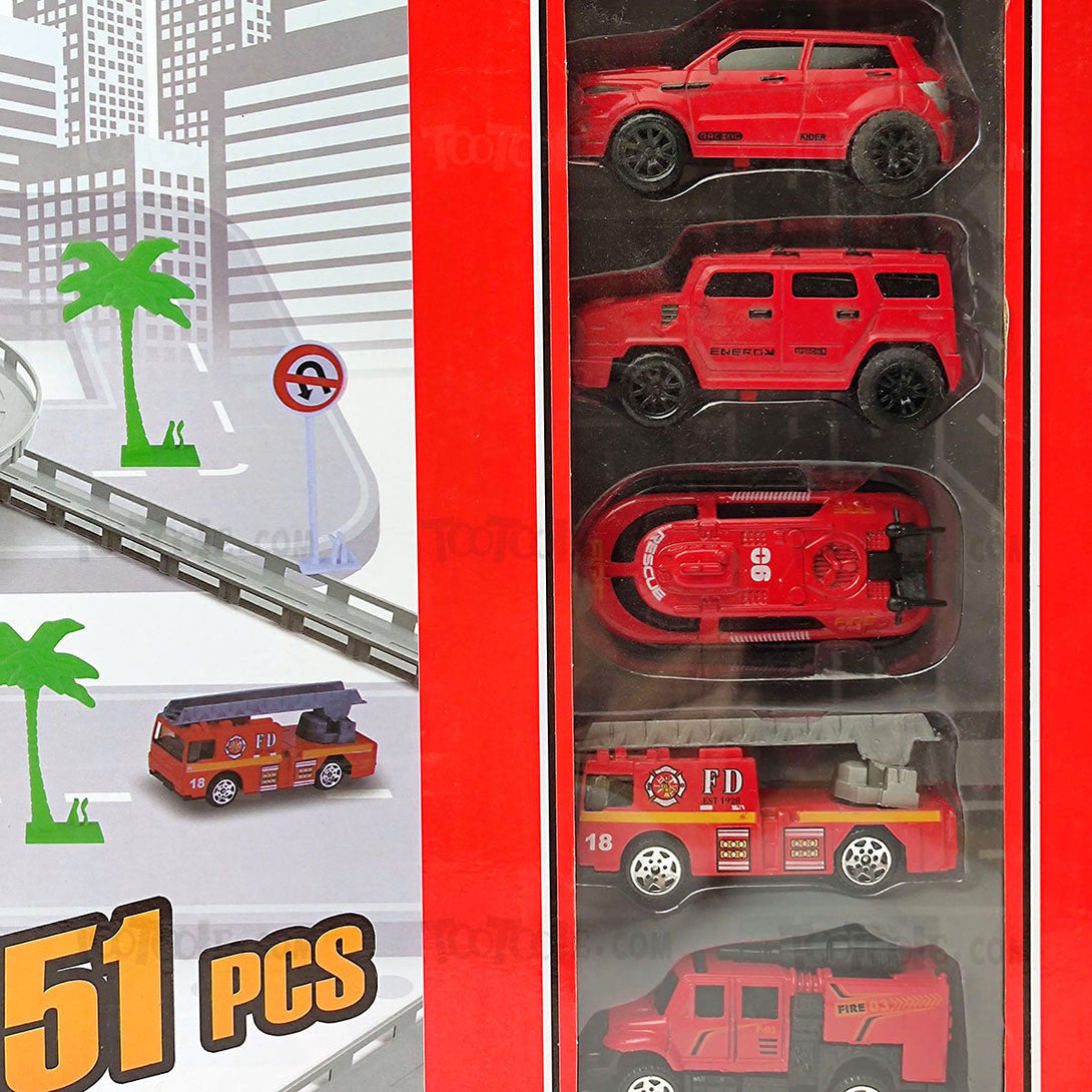 city-fire-rescue-track-set-w-alloy-cars-fire-trucks-51-pcs-for-kids