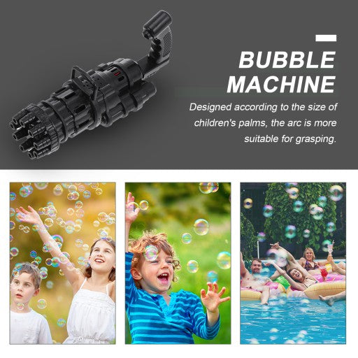 9 Holes Gatling Electric Bubble Gun - Trendytoys