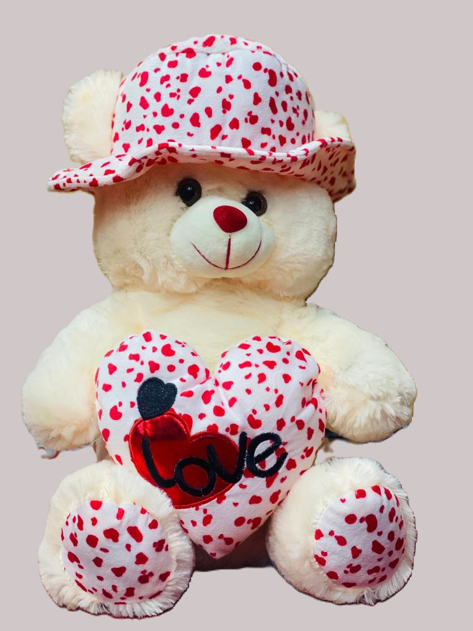 2.5 Feet Cute Pink and White Teddy Love with Cap - Trendytoys