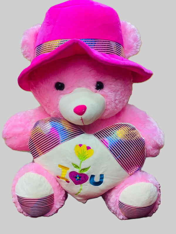 2.5 Feet Cute Pink and White Teddy Love with Cap - Trendytoys