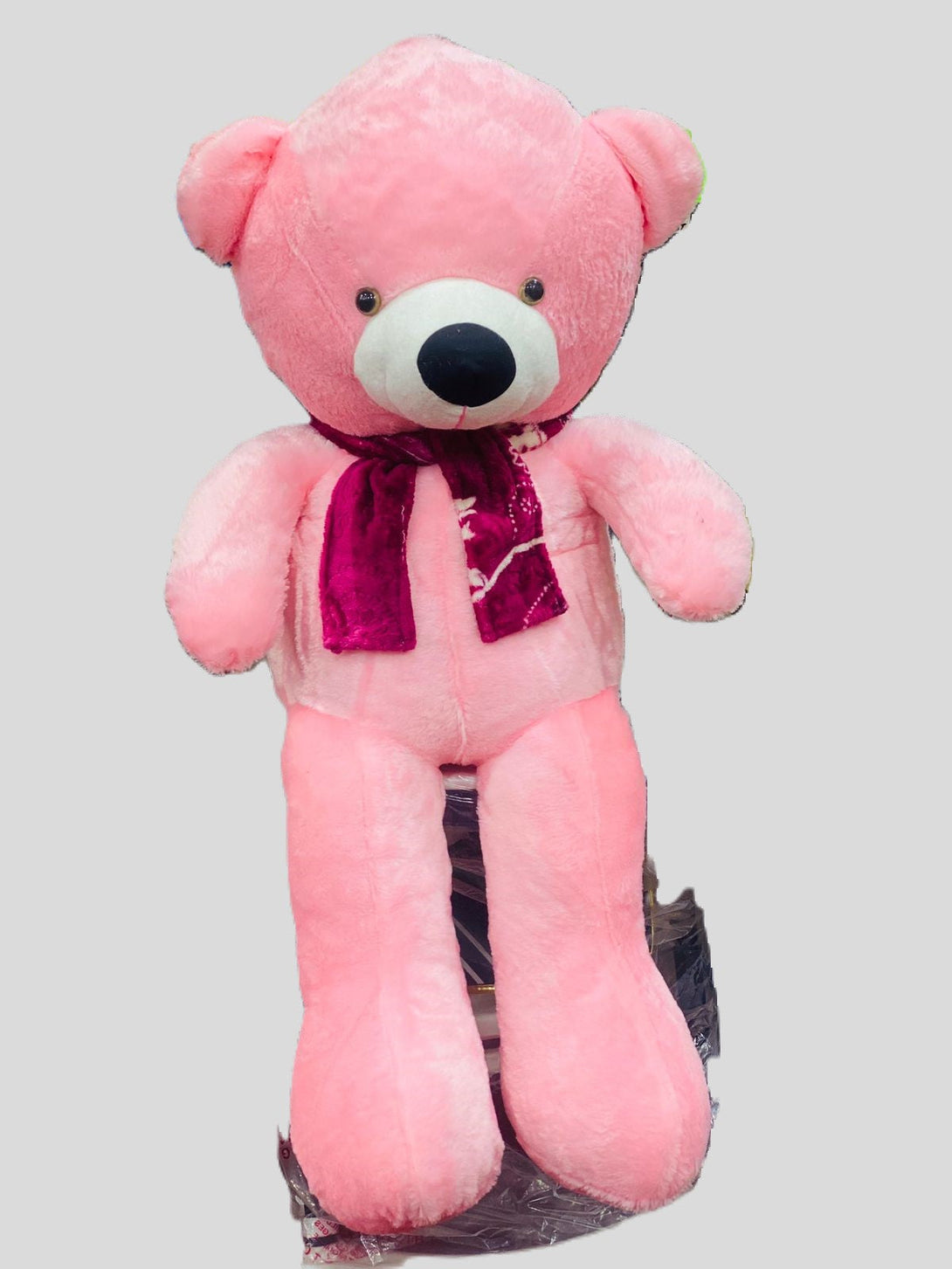 3 Feet Long Teddy Bear with Muffler  Pink & white - Trendytoys