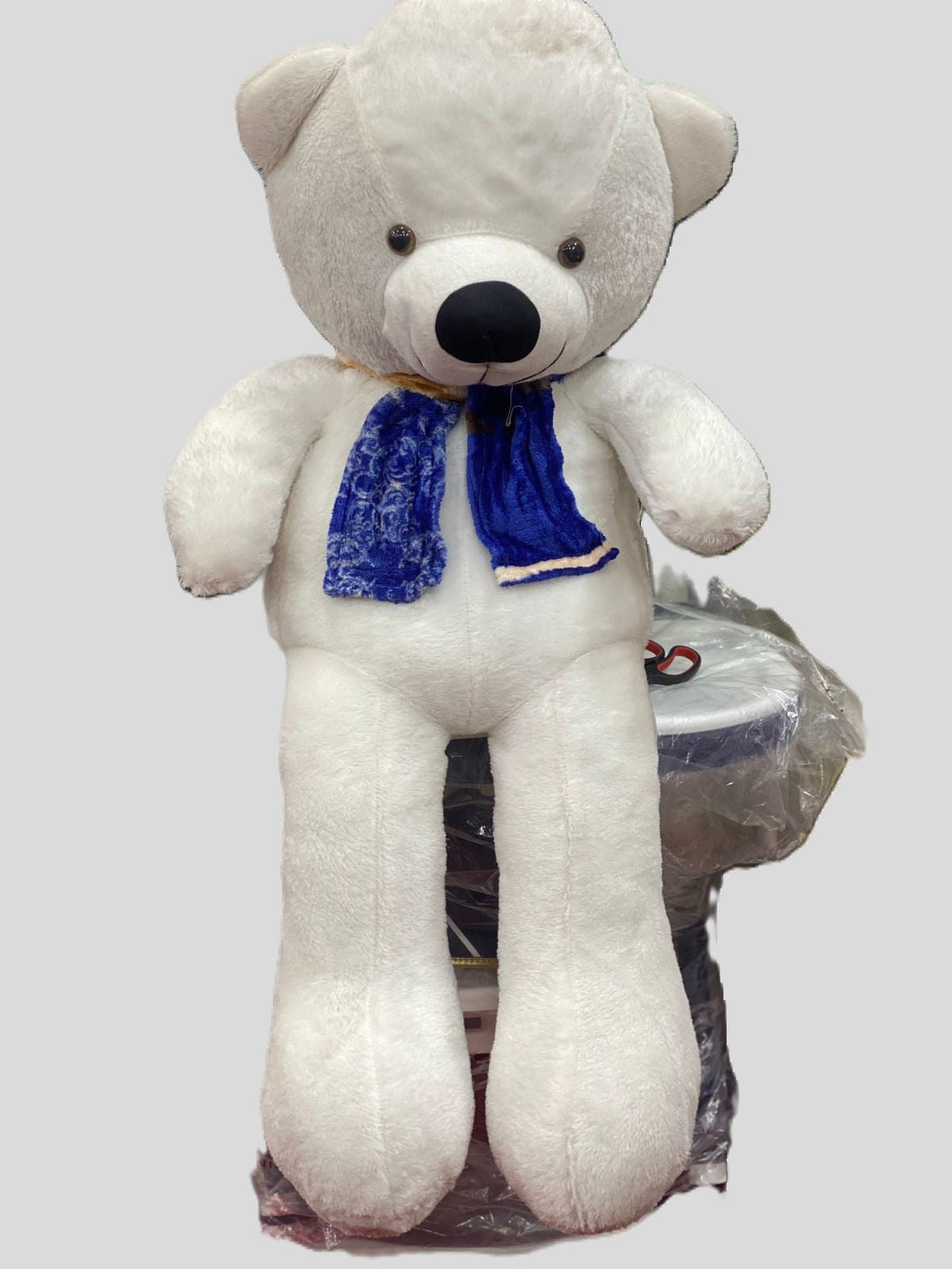 3 Feet Long Teddy Bear with Muffler  Pink & white - Trendytoys