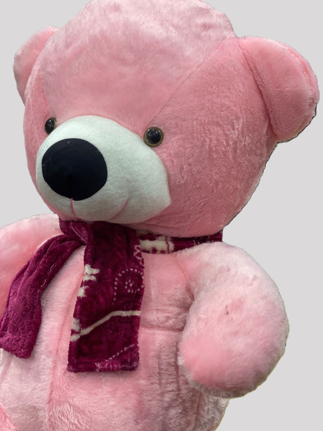 3 Feet Long Teddy Bear with Muffler  Pink & white - Trendytoys