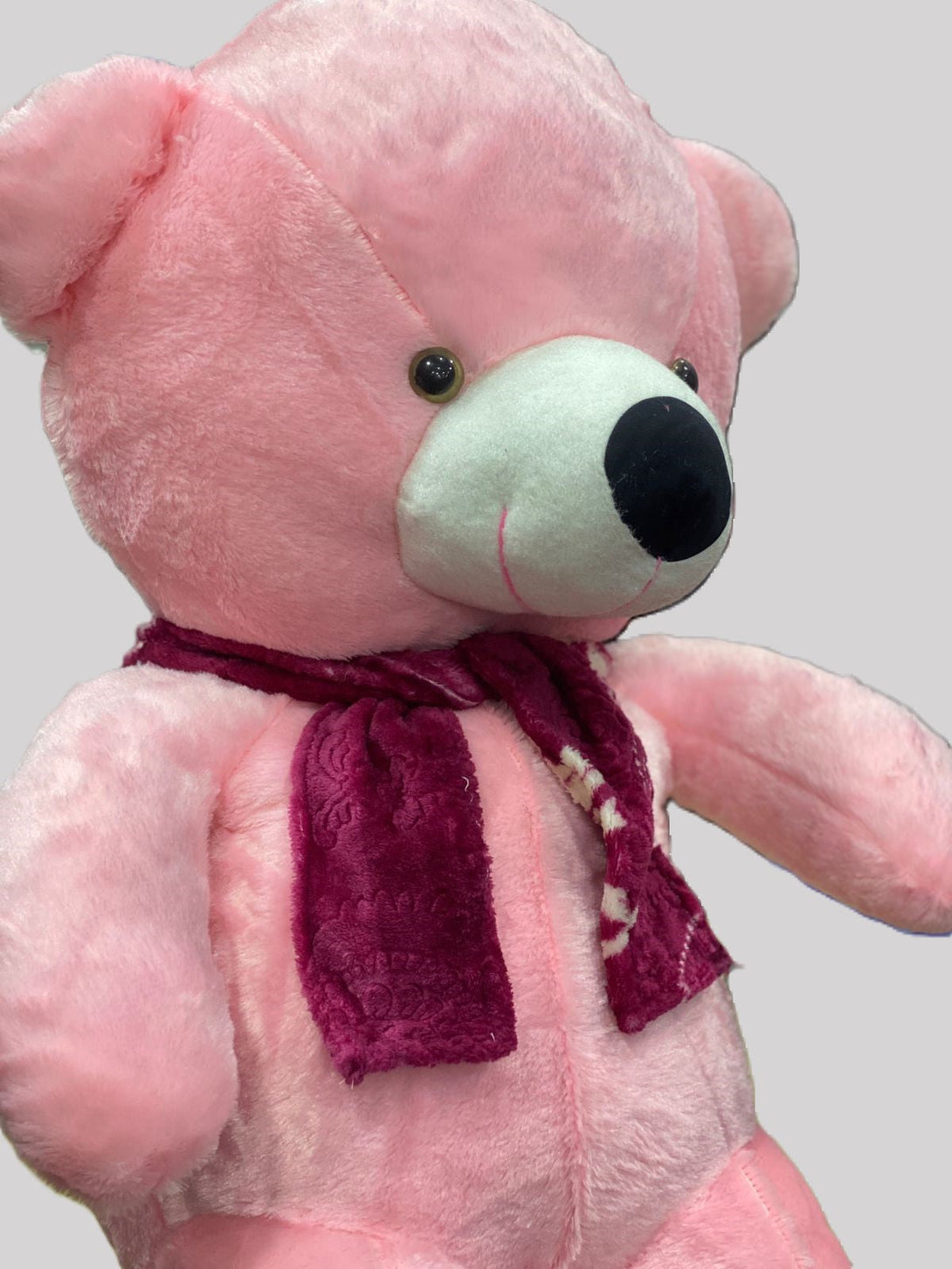 3 Feet Long Teddy Bear with Muffler  Pink & white - Trendytoys