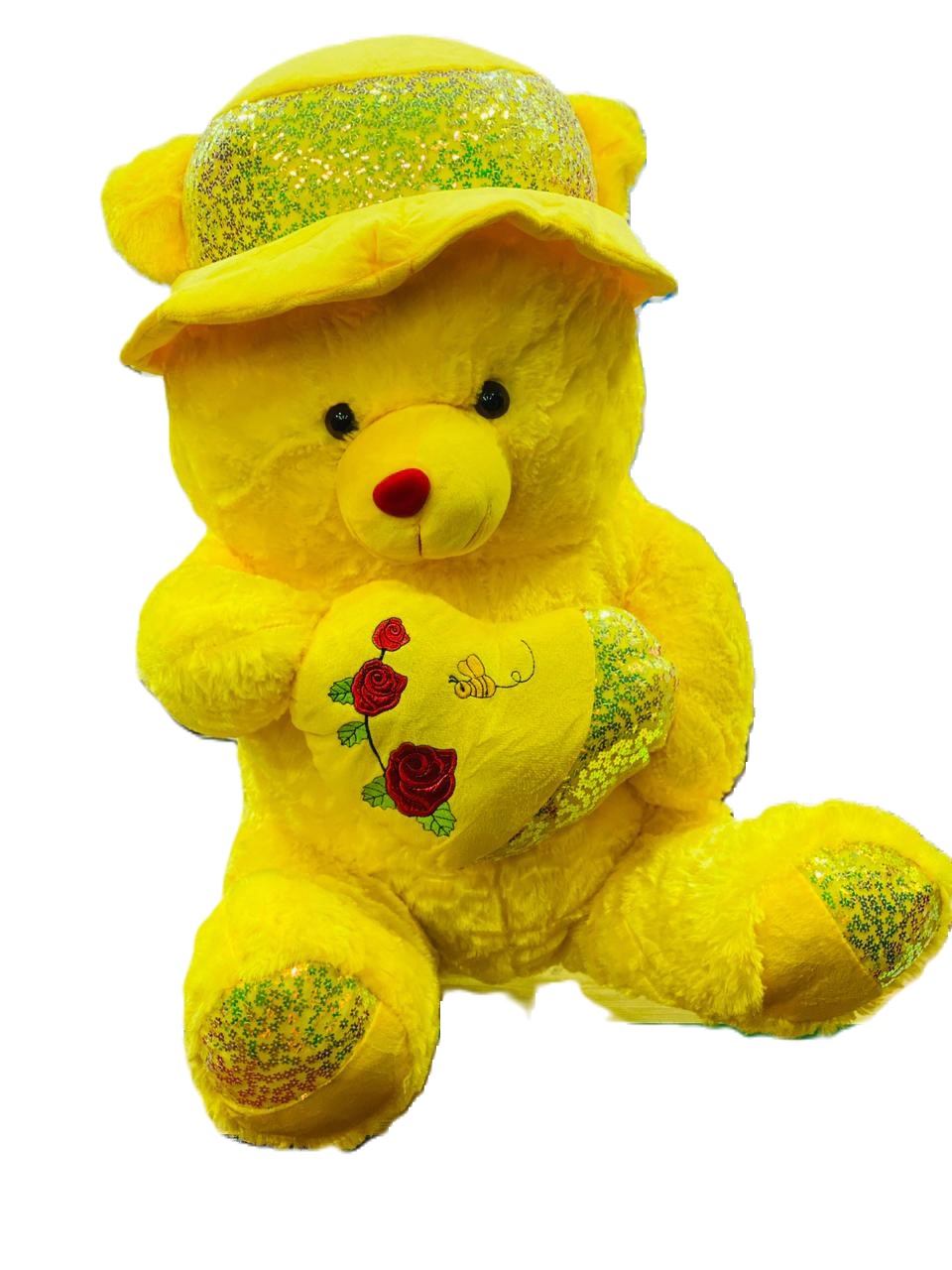 Medium Size Yellow Teddy Bear With Cap - Trendytoys