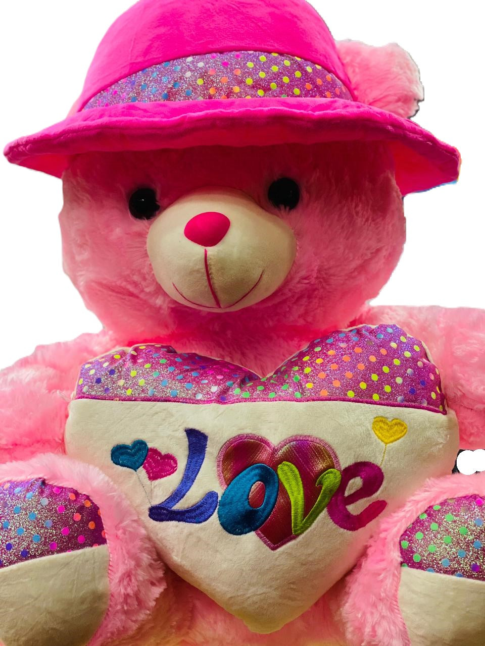 Medium Size Pink Love Teddy Bear With Cap - Trendytoys