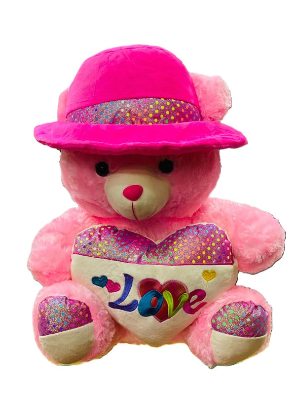 Medium Size Pink Love Teddy Bear With Cap - Trendytoys