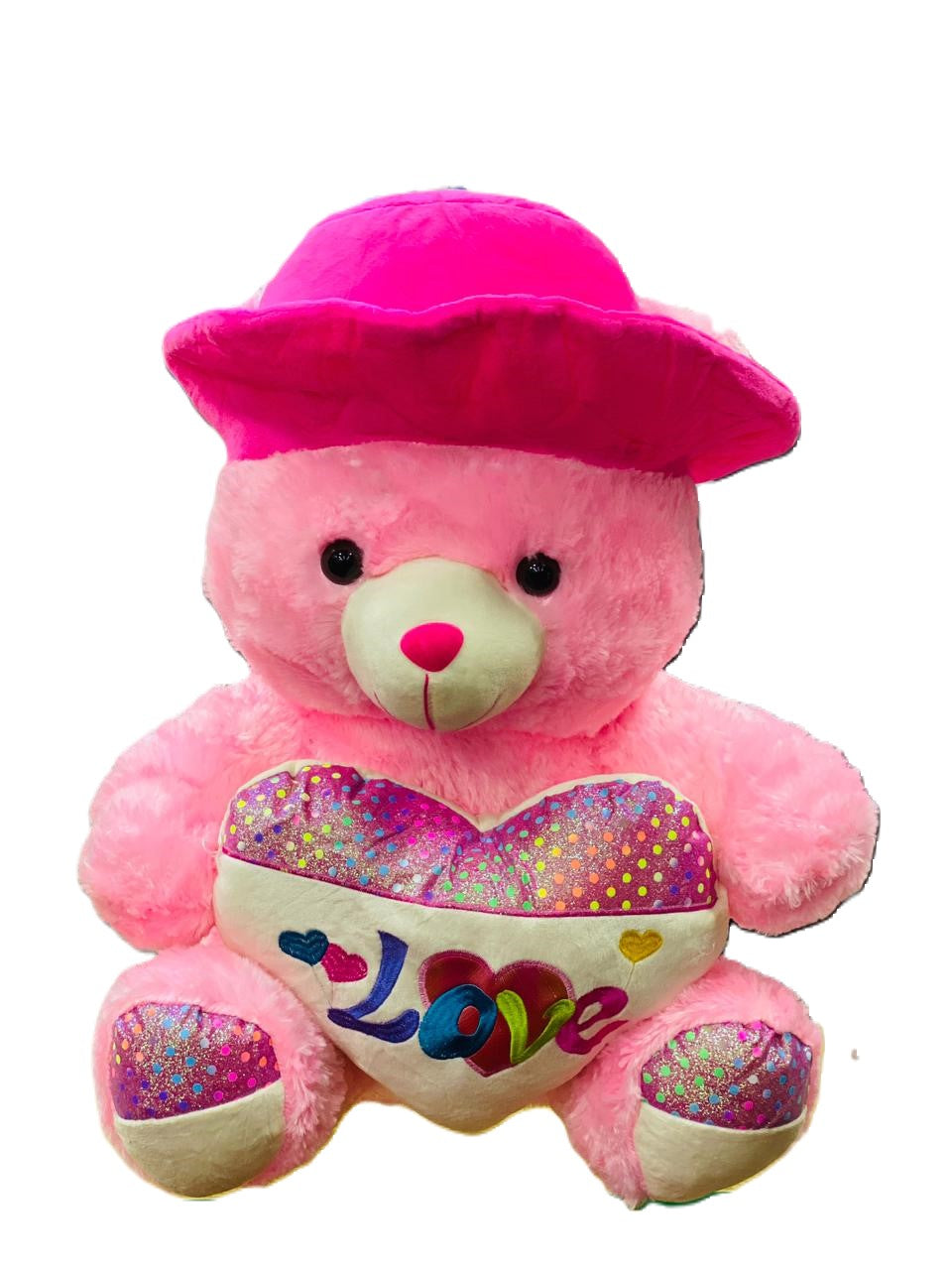 Medium Size Pink Love Teddy Bear With Cap - Trendytoys